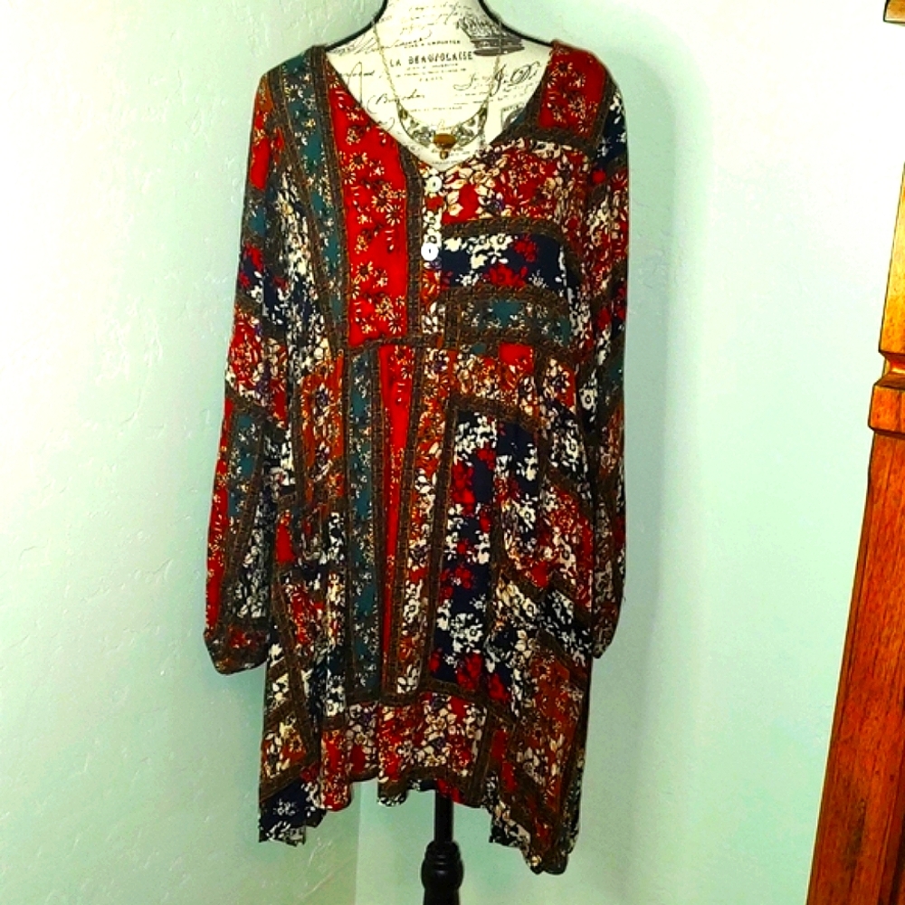 NWT Impression Midi Dress Pockets Midi Length Boho Dress